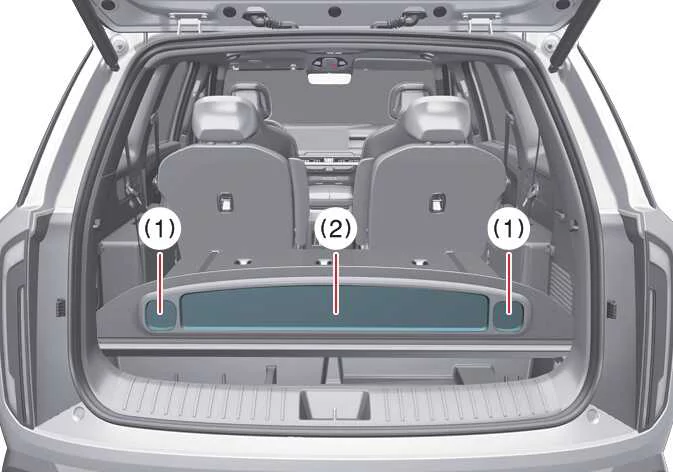 Close-up of the cup and measurement guides on the Kia Telluride luggage table