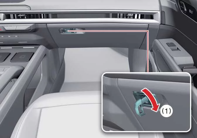 Kia Telluride glove box lock operated with mechanical key