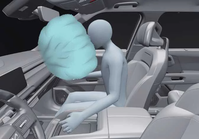 Kia Telluride front passenger air bag deployment illustration