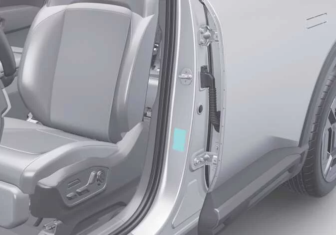 Detailed view of the tire pressure information label found on the Kia Telluride driver-side door jamb
