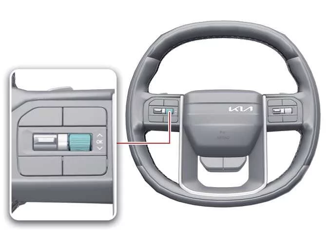 Kia Telluride steering wheel OK button for Neutral mode selection