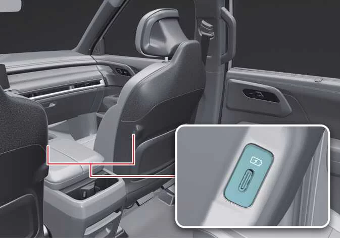 Kia Telluride front seat USB charging port