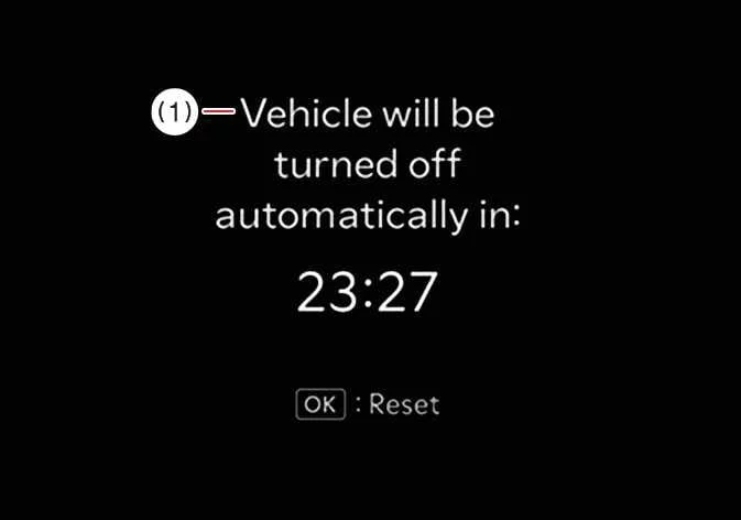 Kia Telluride instrument cluster showing the Vehicle Auto Shut-off countdown timer