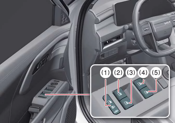 Kia Telluride power window switches and window lock control