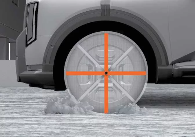 Proper installation of fabric-type tire traction aids on a Kia Telluride alloy wheel