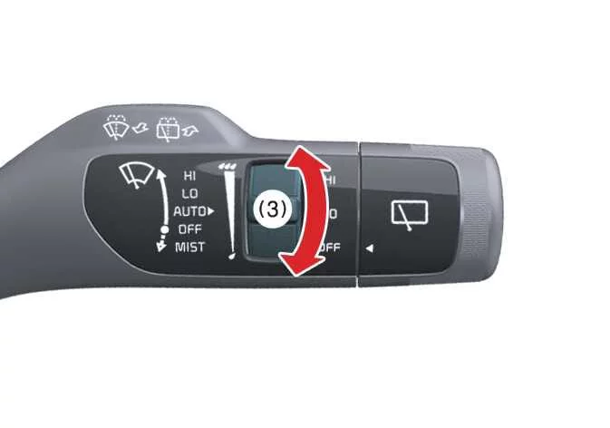 Kia Telluride rear wiper and washer control positions