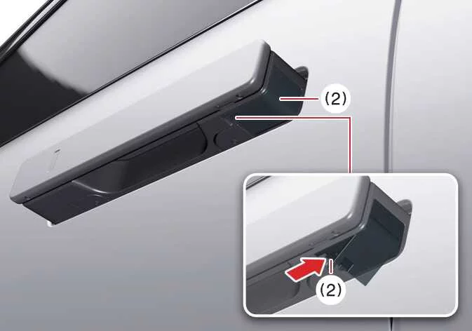 Using the mechanical key to unlock the Kia Telluride driver's door